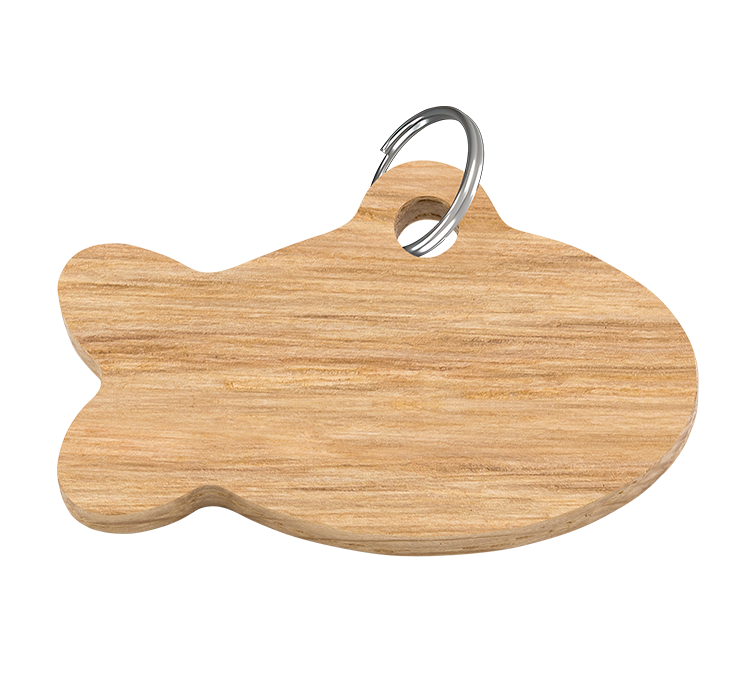 Médaille Chat en Bois Poisson Gravée
